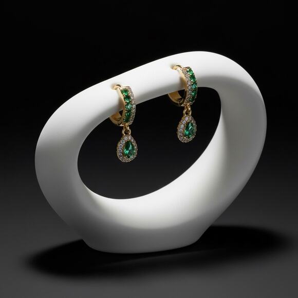 Givenchy Jewelry - Givenchy Green Crystal Drop Earrings Gold Tone Pave Teardrop NWT